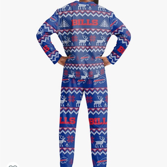 NWT NFL Buffalo Bills Ugly Sweater Print Pajamas - Picture 2 of 7